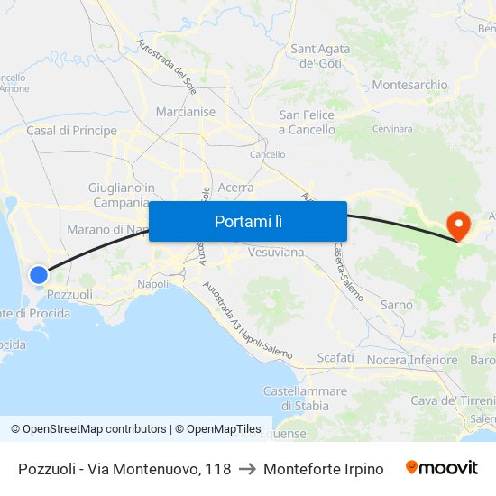 Pozzuoli - Via Montenuovo, 118 to Monteforte Irpino map