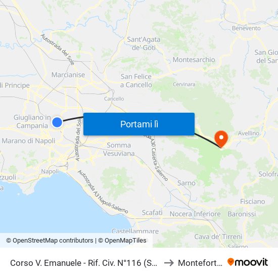 Corso V. Emanuele - Rif. Civ. N°116 (Scuola Media Capasso to Monteforte Irpino map