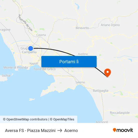 Aversa FS - Piazza Mazzini to Acerno map