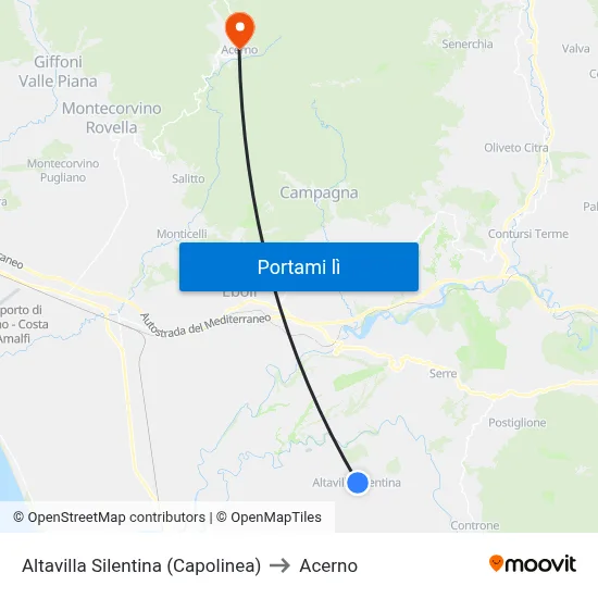 Altavilla Silentina (Capolinea) to Acerno map