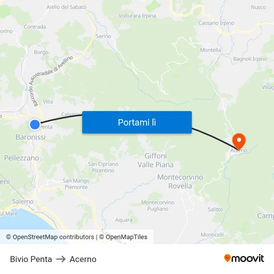 Bivio Penta to Acerno map