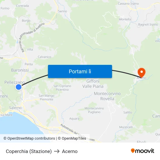 Coperchia (Stazione) to Acerno map
