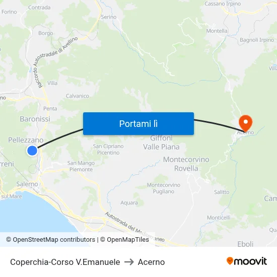 Coperchia-Corso V.Emanuele to Acerno map