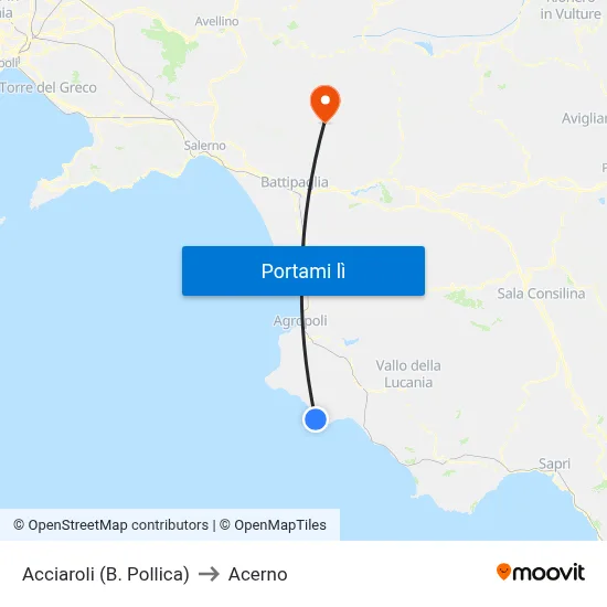 Acciaroli (B. Pollica) to Acerno map
