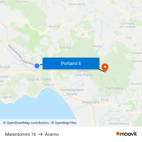 Materdomini 16 to Acerno map