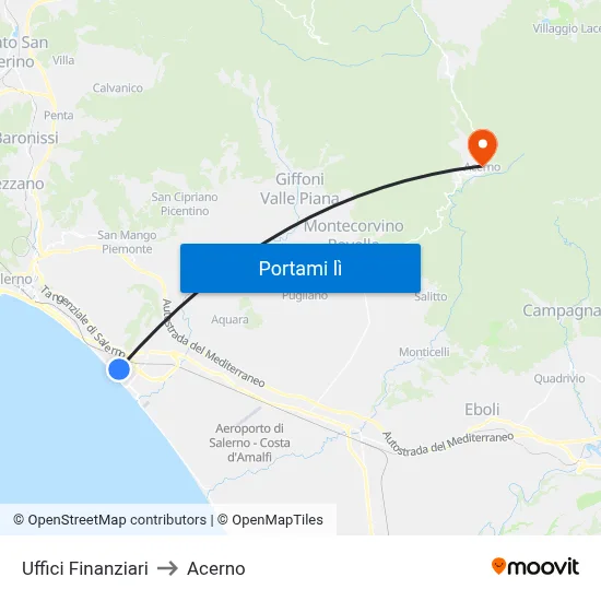 Uffici Finanziari to Acerno map