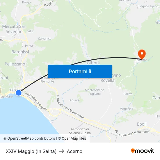 XXIV Maggio  (In Salita) to Acerno map