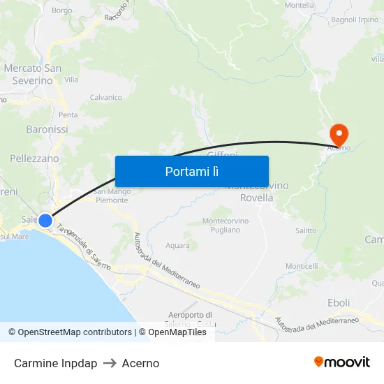 Carmine Inpdap to Acerno map