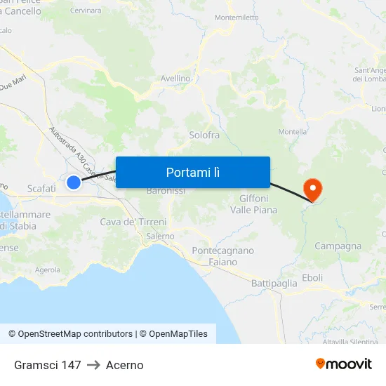 Gramsci 147 to Acerno map