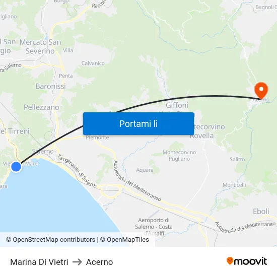 Marina Di Vietri to Acerno map