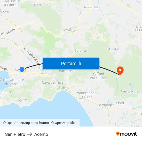 San Pietro to Acerno map