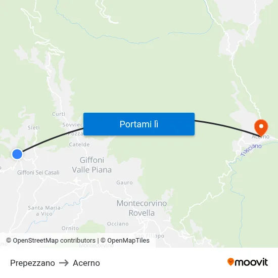 Prepezzano to Acerno map