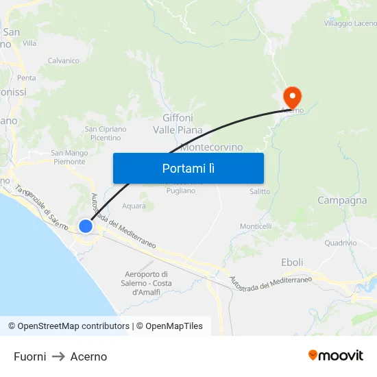 Fuorni to Acerno map