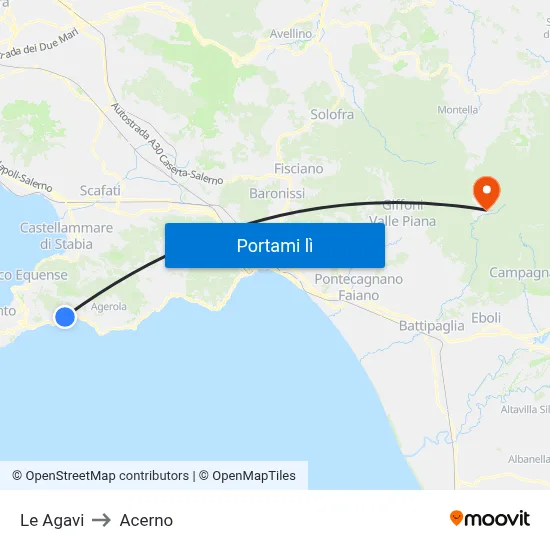 Le Agavi to Acerno map