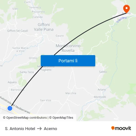 S. Antonio Hotel to Acerno map