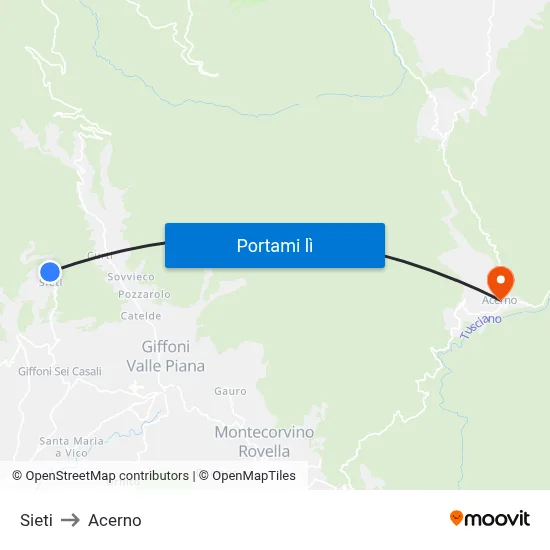 Sieti to Acerno map