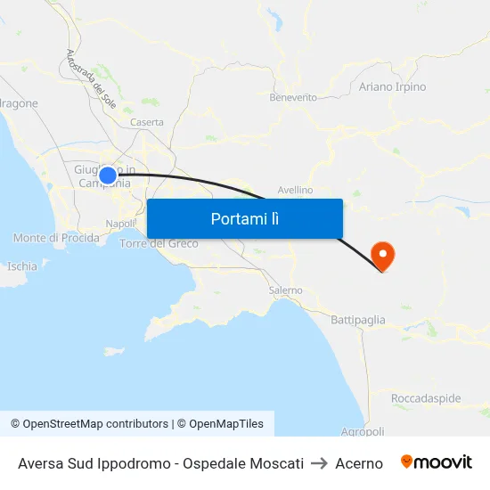 Aversa Sud Ippodromo - Ospedale Moscati to Acerno map