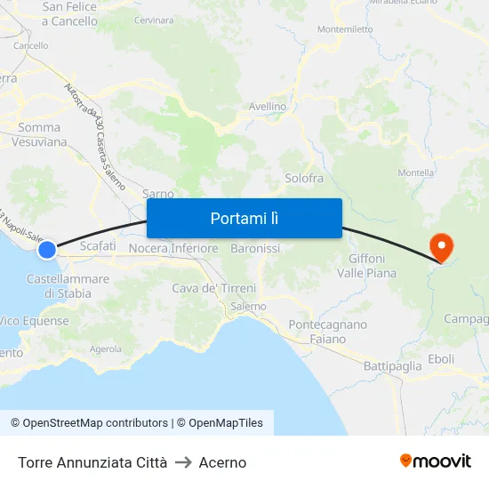 Torre Annunziata Città to Acerno map