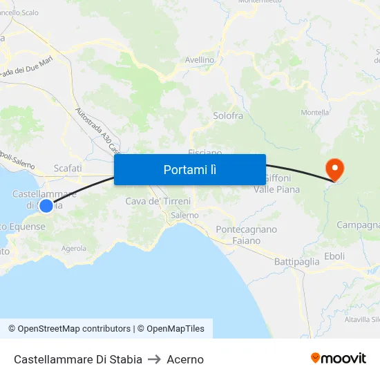 Castellammare Di Stabia to Acerno map