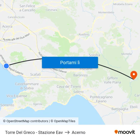 Torre Del Greco - Stazione Eav to Acerno map