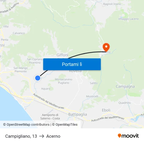 Campigliano, 13 to Acerno map