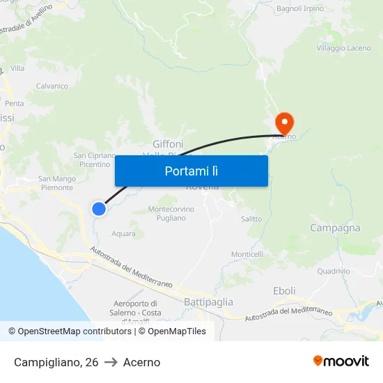 Campigliano, 26 to Acerno map