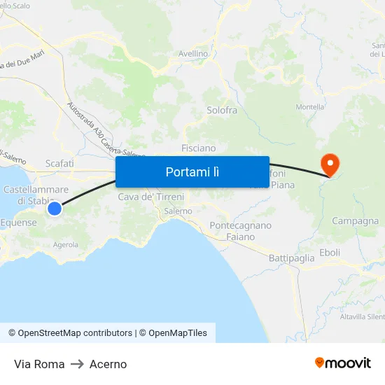 Via Roma to Acerno map