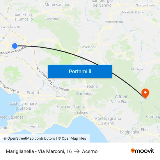 Mariglianella - Via Marconi, 16 to Acerno map