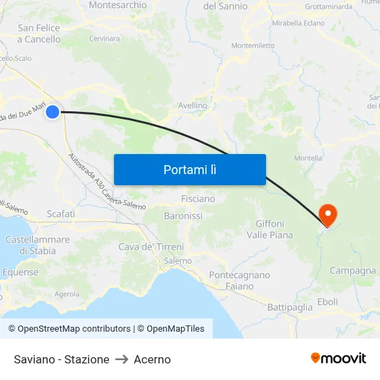 Saviano - Stazione to Acerno map