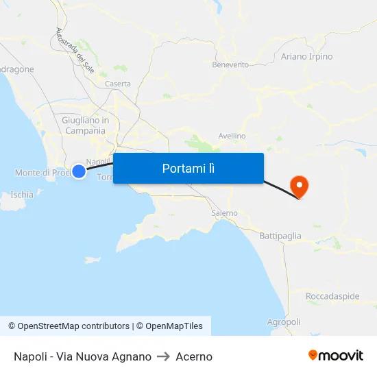 Napoli - Via Nuova Agnano to Acerno map
