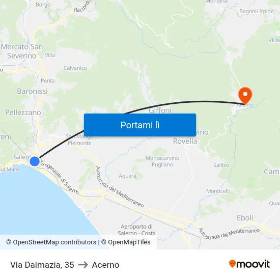 Via Dalmazia, 35 to Acerno map