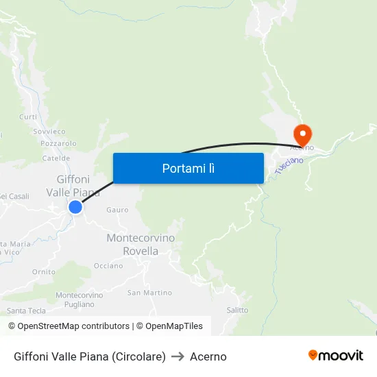 Giffoni Valle Piana (Circolare) to Acerno map