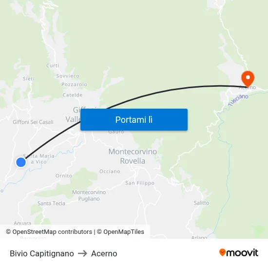 Bivio Capitignano to Acerno map
