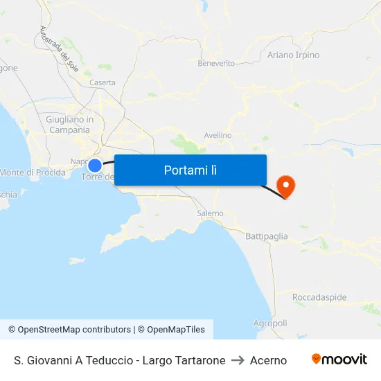 S. Giovanni A Teduccio - Largo Tartarone to Acerno map