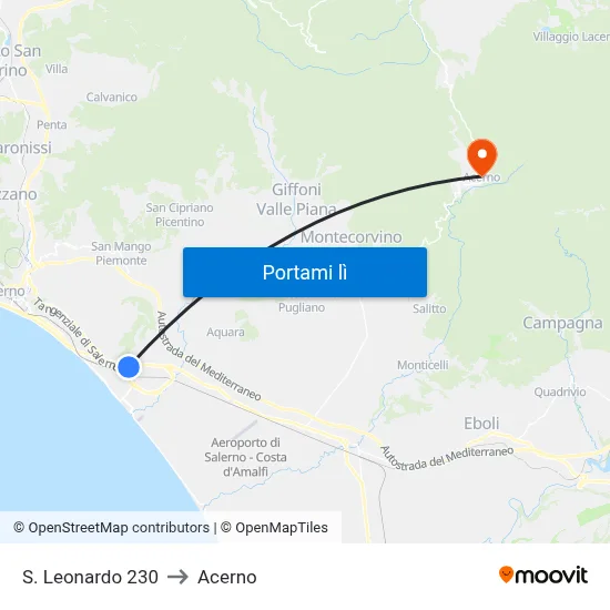 S. Leonardo 230 to Acerno map