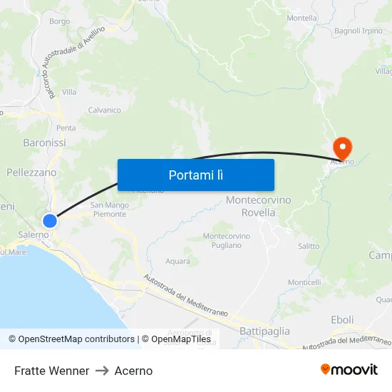 Fratte Wenner to Acerno map