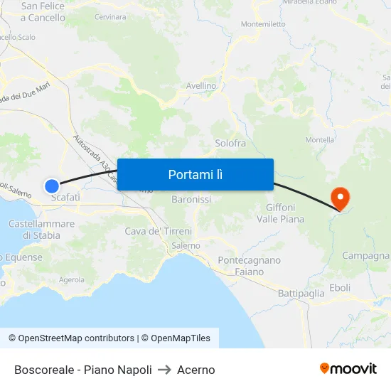 Boscoreale - Piano Napoli to Acerno map