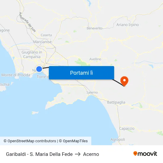 Garibaldi - S. Maria Della Fede to Acerno map