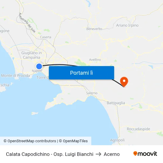 Calata Capodichino - Osp. Luigi Bianchi to Acerno map
