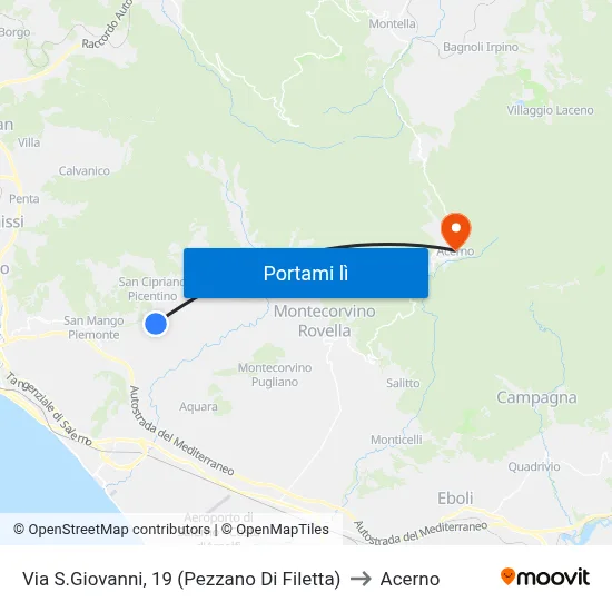 Via S.Giovanni, 19 (Pezzano Di Filetta) to Acerno map