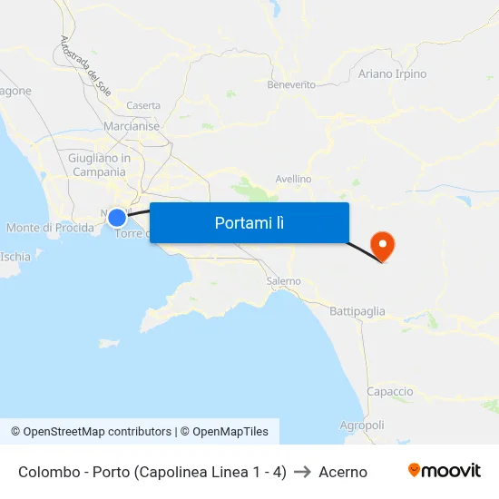 Colombo - Porto (Capolinea Linea 1 - 4) to Acerno map