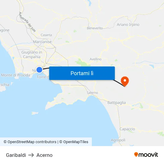 Garibaldi to Acerno map