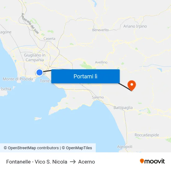Fontanelle - Vico S. Nicola to Acerno map