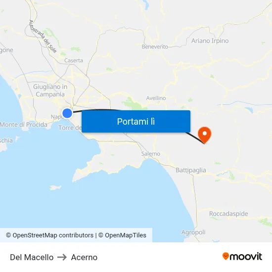 Del Macello to Acerno map