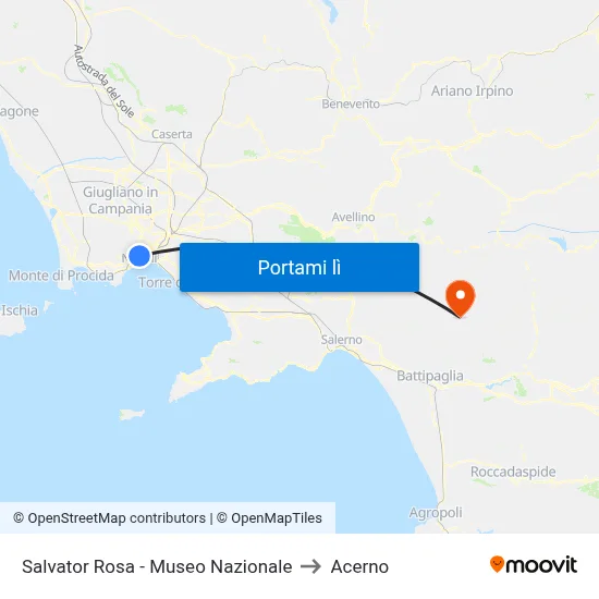 Salvator Rosa - Museo Nazionale to Acerno map