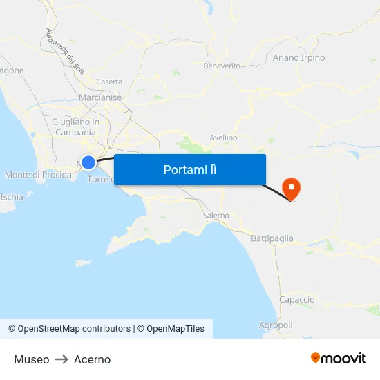 Museo to Acerno map