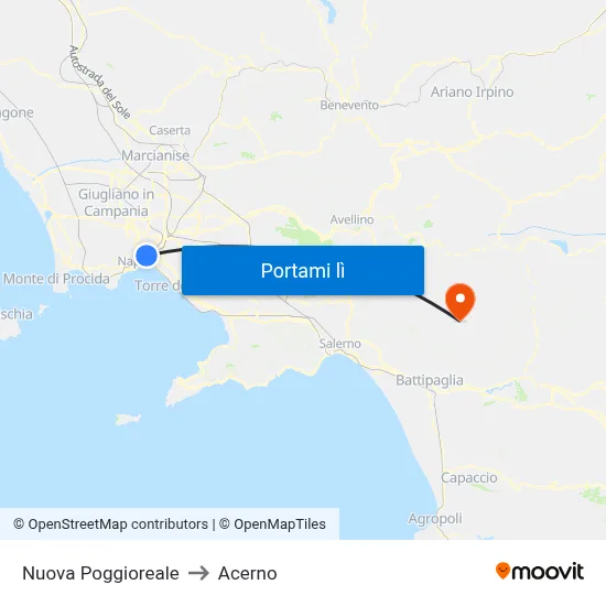 Nuova Poggioreale to Acerno map