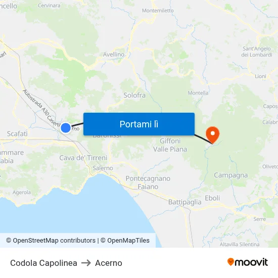 Codola Capolinea to Acerno map
