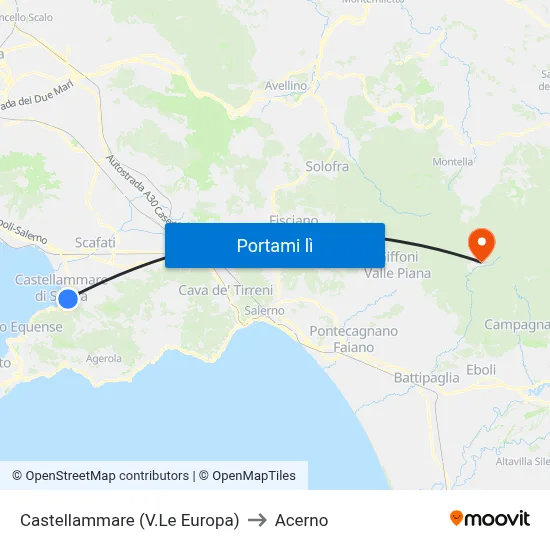 Castellammare (V.Le Europa) to Acerno map