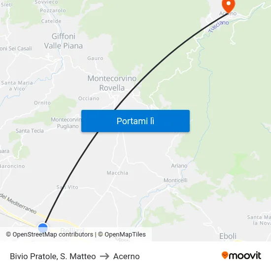 Bivio Pratole, S. Matteo to Acerno map